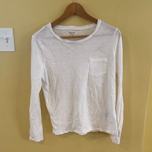 Madewell Whisper Long Sleeve Tee with Pocket - White - Small
